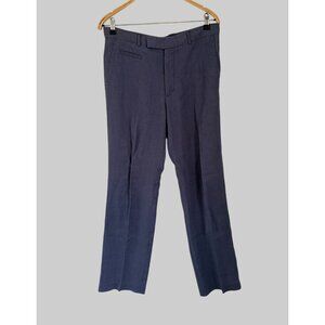 Azulu Womens Blue Linen Trousers Size 2 Medium With Buttoned Back Pocket